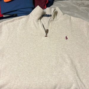 Cream polo Ralph Lauren half zip